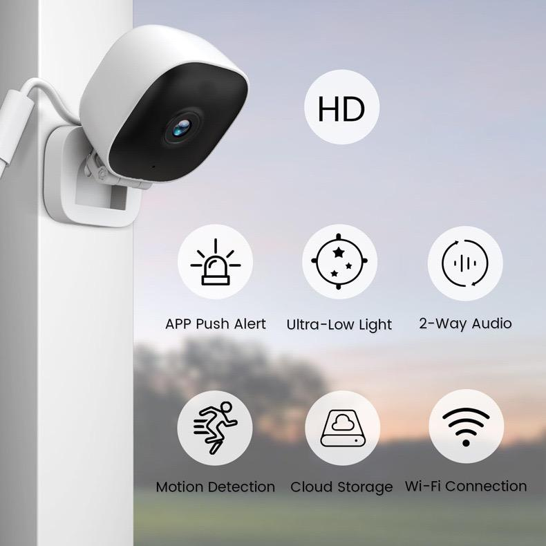 Mini Window Camera with Motion Detection Two-Way Audio Night Vision Wide Angle Built-in Mic Indoor Window Camera